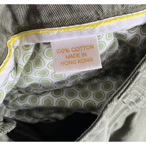 Vtg J Crew Pants Y2K Womens 2 Olive Green Cropped Capri Twill Chino Preppy 90s - Picture 7 of 8
